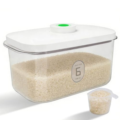 Airtight Rice Container with Measuring Cup, BPA-Free Clear PET Plastic Food Storage Container Pantry Organizers and Storage Sugar Cookies Flour Rice Container (6 L / 6.34 QT) - size: 6 L / 6.34 QT