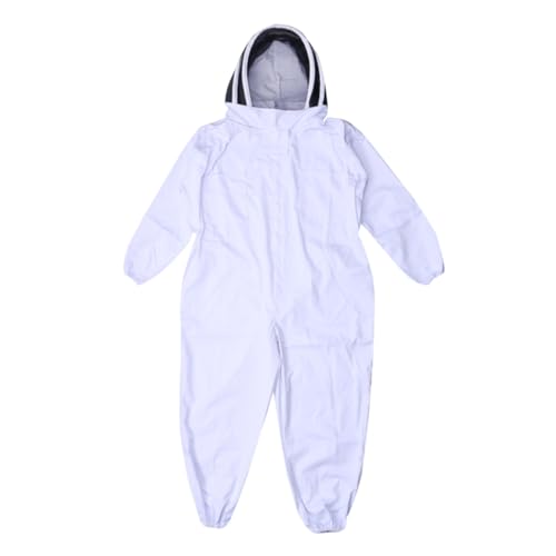 Outanaya Elastic Cuffs Removable Veil Beekeeping Suit Full Body Professional Grade XXL White