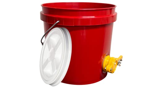House Naturals Honey Food Grade 2 Gallon Red Bucket with Honey Gate for Beekeeping and Gamma Lid