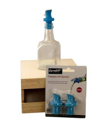 2-Piece Dripless Oil Spout Set with Sealable Top – Fits Standard Bottles, Prevents Spillage, BPA-Free Food Grade Stopper for Oils, Vinegars, Syrups & More by Dependable Industries (2)