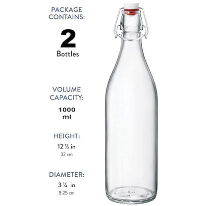 Bormioli Rocco Giara Bottle 33.75 Oz - Clear, Set of 2 - color: Clear