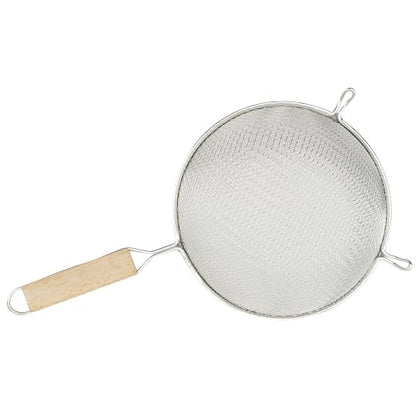 Winco Strainer, 8-Inch Diameter, Medium Double Mesh, Tin, Tan