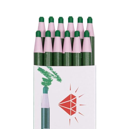 HOMSSEM New China Markers Grease Pencils – 12-Pack Multi-Surface Wax Markers for Glass, Metal, Plastic – Non-Sharpening Peel Off China Marker (Green) - color: Green