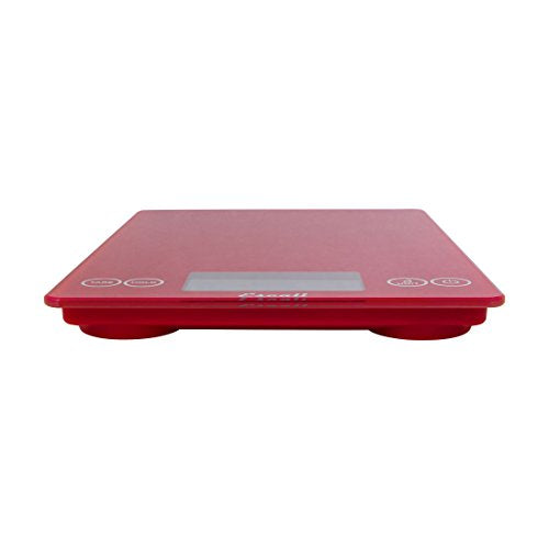 Escali Arti Glass Food Scale Digital Countertop Kitchen, Baking and Cooking Scale with Nutrition and Calorie Counter, 15-Pound Capacity, 9" x 6.5" x .75", Rio Red - color: Rio Red