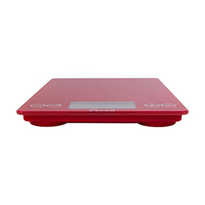 Escali Arti Glass Food Scale Digital Countertop Kitchen, Baking and Cooking Scale with Nutrition and Calorie Counter, 15-Pound Capacity, 9" x 6.5" x .75", Rio Red - color: Rio Red