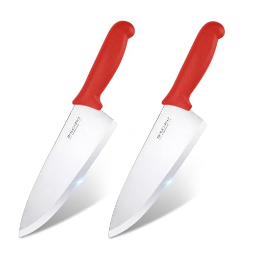 8 inch Japanese High Carbon Stainless Steel Chef Knife Set, Professional Extra Sharp Wide Cook Knife with Non-slip Ergonomic Handle, for Kitchen Home Restaurant - color: Red