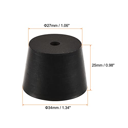 MECCANIXITY Rubber Tapered Plug 27mm to 34mm with Hole Test Tubes Bungs Stopper Black for Lab Home 5 Pieces - size: 27mm - 34mm