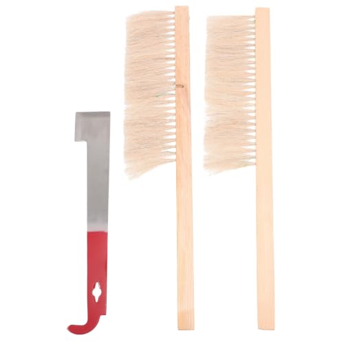 FOMIYES Multi-Purpose Beekeeping Tools Set with Wooden Beehive Brush and Alloy Curved Hook Scraper, Lightweight and Sturdy for Efficient Beekeeping Use