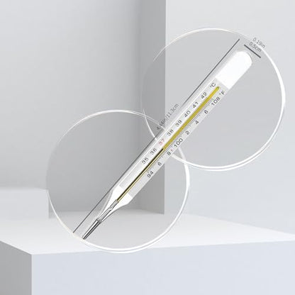 ℉ & ℃ Clinical Glass Thermometer for Underarm 2PCS - Classic Non Digital Thermometer for Adults - Accurate Easy Reading by AiBi TECH