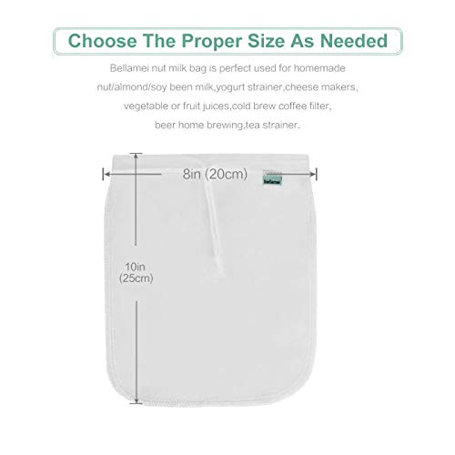 Nut Milk Bag Reusable 2 Pack Food Strainer Nut Bag(8×10 in) | for Almond/Soy Milk Greek Yogurt Professional for Cold Brew Coffee Tea Beer Juice Fine Nylon Mesh - size: 2 pack - 8"x10"