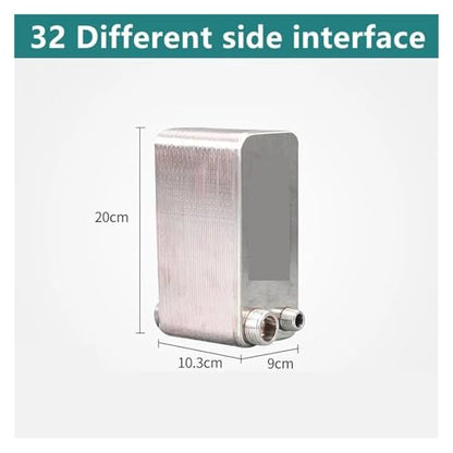 Wort Chiller, Stainless Steel Brazed Plate Heat Exchanger Liquid Cooler for Homebrew Beer Brewing & Hydronic Heating(Interface 32mm,Same Side)