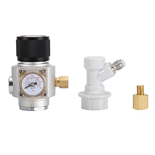 3/8 Inch Mini CO2 Regulator 0-30 PSI with Ball Lock Disconnect - Portable Gas Pressure Regulator for Homebrew Beer Kegging, Soda Maker