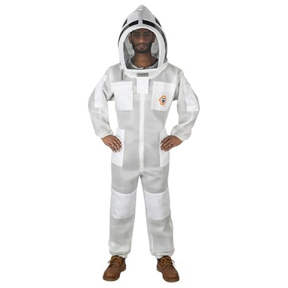 BP-411 Beekeeping Full Suit with Fencing Hat, Breathable Mesh, Sting Protection - Ultra Light Air Mesh - color: White, size: XX-Large