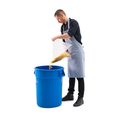 PRO&Family Commercial Round Trash Can, Ingredient Bin, Heavy-Duty Plastic, Anti-Static, Kitchen, Office, Outdoor Use (Blue, 32 Gallon) - color: Blue, size: 32 Gallon
