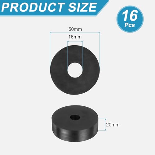 uxcell 16 Pcs Rubber Spacers 50mm OD x 16mm ID x 20mm Height Round Anti Vibration Spacer Rubber Bushing Grommets - size: 50mm OD x 16mm ID x 20mm Height