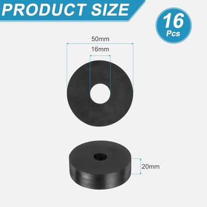 uxcell 16 Pcs Rubber Spacers 50mm OD x 16mm ID x 20mm Height Round Anti Vibration Spacer Rubber Bushing Grommets - size: 50mm OD x 16mm ID x 20mm Height