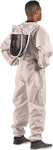 Bees & Co U74 Natural Cotton Beekeeper Suit with Fencing Veil - size: XX-Small