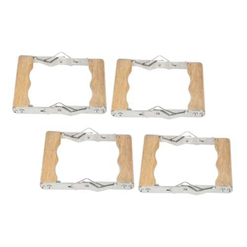 Veemoon 4pcs Beehive Frame Gripper Metal Frame Holder Tool with Wood Handle for Beekeeping Inspection and Hive Harvesting Equipment