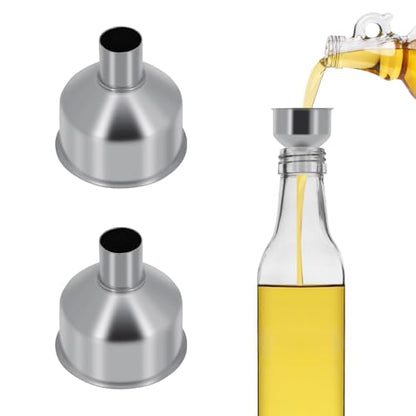 2Pcs Stainless Steel Small Funnel for Flask Small Funnels for Drinking Liquor Flask,Oil Bottle,Perfume Bottle,Amber Bottle, Spices Liquids Universal Mini Funnel Fit for 2/3" Spout (2)