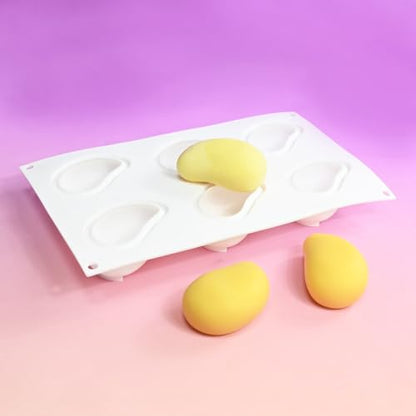 3D Mango Silicone Molds, 6-Cavity Fruit Baking Mold for Mousse Cake, French Dessert, Pastry, Chocolate, Truffle, Non-Stick Easy Release Food Grade Silicone Mould (A_ Mango) - size: A_ Mango