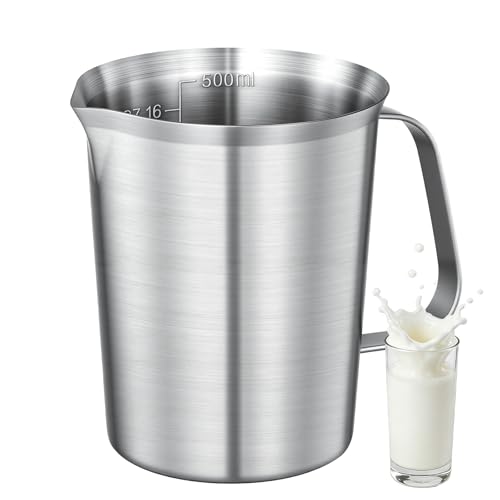 Stainless Steel Measuring Cup with Easy-Read Scales, Unbreakable, Comfort Grip Handle for Cooking, Baking, Mixing Drinks, Pet Food (16oz) - size: 16oz