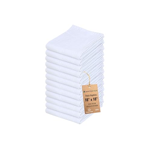 Flour Sack Towels 100% Cotton Dish Towel Reusable Baking Cloth for Bread Dough, Baguettes, Ciabatta, Machine Washable, Kitchen Towels for Cleaning – Set of 12 (18"x18") - White - color: White, size: 18"x18" - 12 Pack