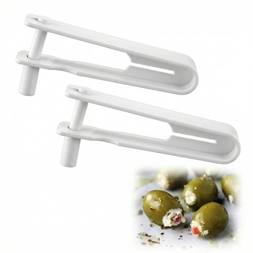Olive Stuffer, Blue Cheese Olive Stuffer Tool, Applied to Make Accompaniment to Martinis and Cocktail, Simple to Operate, Easy to Clean, White PP(2 Pack)