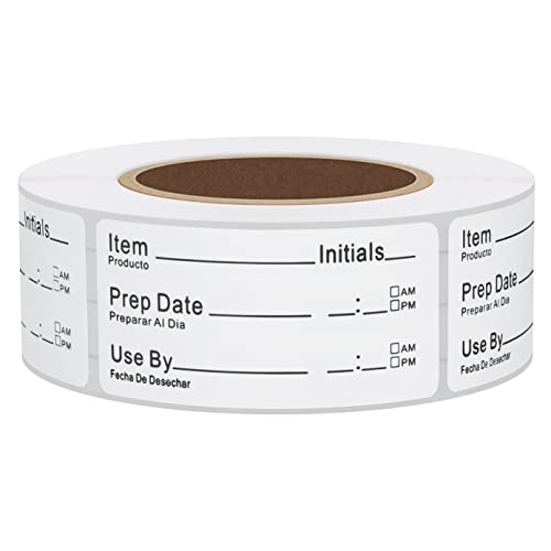 500pcs 1x2 Inch Removable Shelf Life Labels for Food Rotation Use by Food Preparation Stickers Expiration Prep Date Total 500 Labels Per Roll (Black) - color: Black