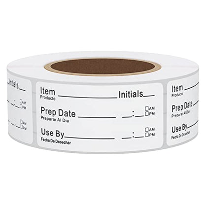 500pcs 1x2 Inch Removable Shelf Life Labels for Food Rotation Use by Food Preparation Stickers Expiration Prep Date Total 500 Labels Per Roll (Black) - color: Black