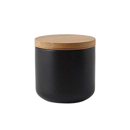 MilkyWay Ceramic Food Storage Jar Canister Modern Design Food Canisters with Airtight Seal Bamboo Lid, Loose Tea Coffee Spice Nuts Snacks Storage Jar Canister (Black 8.79oz/260ml) - size: Black 7.03oz/200ml