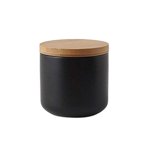 MilkyWay Ceramic Food Storage Jar Canister Modern Design Food Canisters with Airtight Seal Bamboo Lid, Loose Tea Coffee Spice Nuts Snacks Storage Jar Canister (Black 8.79oz/260ml) - size: Black 7.03oz/200ml
