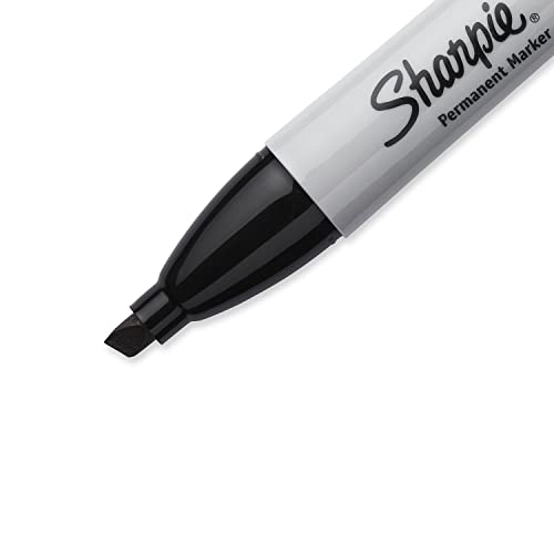 SHARPIE Permanent Markers, Large, Chisel Tip, Black,Marks on Paper, Plastic, Metal, and More, 4 Count (Pack of 2) - size: 4 Count (Pack of 2)
