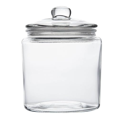 Restaurantware Vetri 0.2 Gallon Glass Storage Jar 1 Dishwashable Glass Cookie Jar - Airtight Seal Wide Opening Clear Glass Candy Jar Knob Handle Lid For Kitchen Laundry Or Storage - size: 0.2 gal