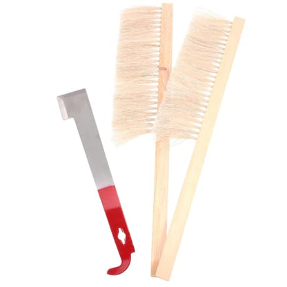 Tool Brush Multi-Purpose Beekeeping Curved Hook with Set Scraper and Beehive Lightweight Wood and Alloy Construction, for Efficient Beekeeping Use