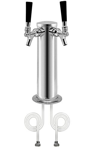Kegco KC D4743DT-Ss Double Tap Stainless Steel Draft Beer Kegerator Tower, 3" Diameter - size: 2 Faucet