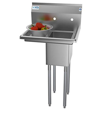 KoolMore 1 Compartment Stainless Steel NSF Commercial Kitchen Prep & Utility Sink with Drainboard - Bowl Size 10" x 14" X 10" - size: 1 Drainboard