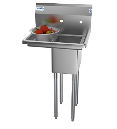 KoolMore 1 Compartment Stainless Steel NSF Commercial Kitchen Prep & Utility Sink with Drainboard - Bowl Size 10" x 14" X 10" - size: 1 Drainboard