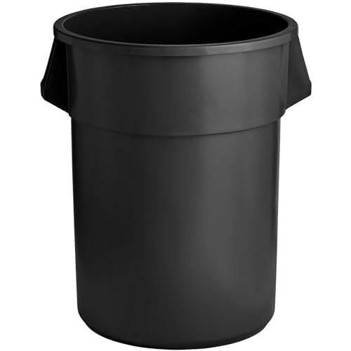 PRO&Family Commercial Round Trash Can, Ingredient Bin, Heavy-Duty Plastic, Anti-Static, Kitchen, Office, Outdoor Use (Black, 55 Gallon) - color: Black, size: 55 Gallon