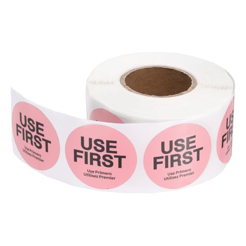 PATIKIL 500 Pcs USE First Stickers, 2 inch Round Use First Stickers Food Service Circle Inventory Control Adhesive Labels for Food Service Kitchen Restaurants Retail Storage Date, Pink - color: Pink, size: 2 Inch