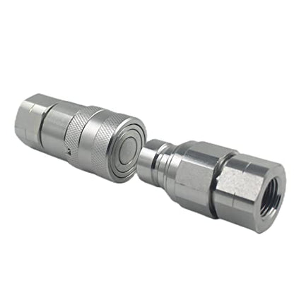 ISO16028 3/8'' Flat Face Hydraulic Quick Connect Coupling/Coupler Set W/Red Dust Cap 3/8'' NPT Thread - size: 1-Set 3/8" NPT