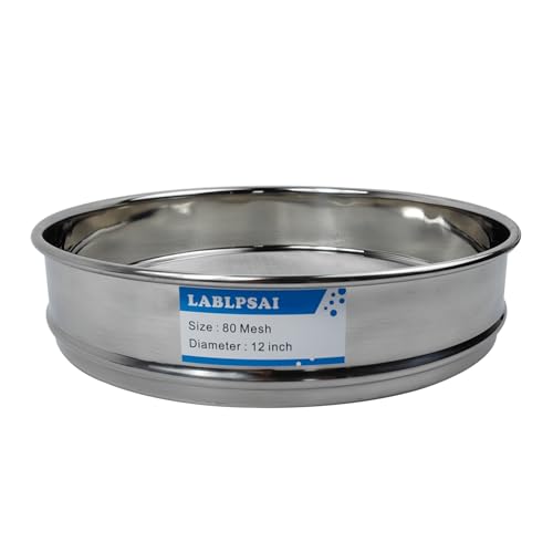80 Mesh Lab Sieves 12" Diameter 304 Stainless Steel Wire Cloth Test Sieve for Industrial Laboratory Home - size: 80 mesh