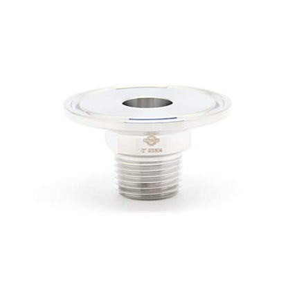 QiiMii 1.5" Tri Clamp Tri Clover Fittings to NPT 1/2" Male Thread Adaptor SS304, 2 pack - size: TC 50.5 x 1/2" (2 pack)