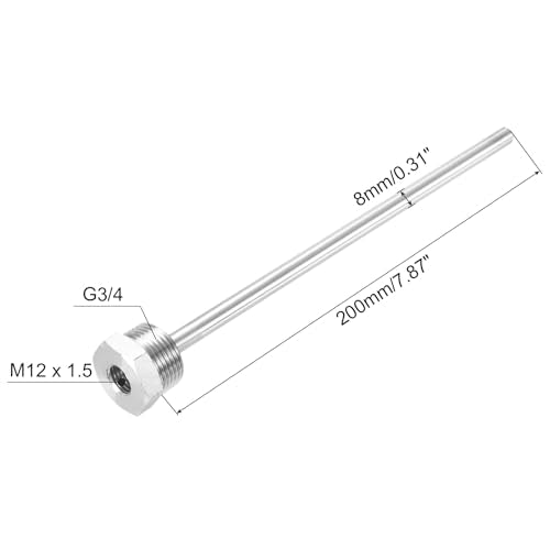 uxcell 8mm Dia G3/4 Thermowell Weldless Stainless Steel 304 with Cable Gland 200mm Length for Beer Fermenter, White - color: White, size: G3/4 x 200mm