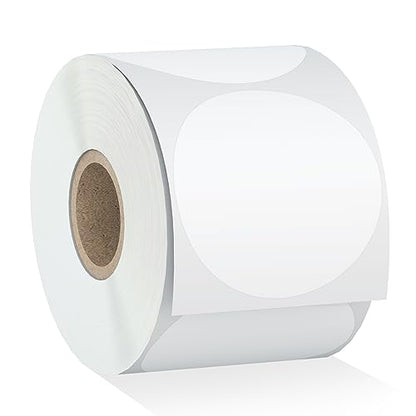 Misofuki 2" 750 Labels White Circle Direct Thermal Stickers Labels Roll Compatible with Zebra, Rollo, MUNBYN, Self-Adhesive Round Direct Thermal Labels - color: C-1-wh