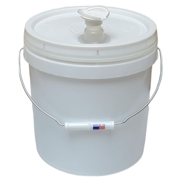 2 Gallon Bucket Pail with Lid & Handle Pour Spout Leak Proof BPA Free Food Safe HDPE Storage Container AirTight Premium Quality Buckets All Purposes Dry & Liquid Contents FDA Compliance (White) - color: White