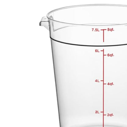 TrueCraftware- 8 Quart Clear Round Food Storage Container Polycarbonate- Commercial Reusable Food Container Canister with Measurement Markings for Meal Prep Pantry Kitchen - size: 8 Quart
