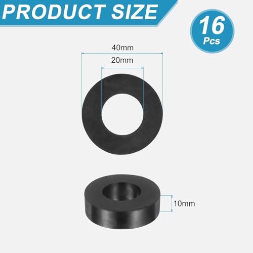 uxcell 16 Pcs Rubber Spacers 40mm OD x 20mm ID x 10mm Height Round Anti Vibration Spacer Rubber Bushing Grommet - size: 40mm OD x 20mm ID x 10mm Height