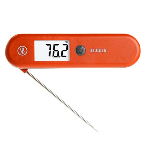 ThermoWorks SIZZLE Digital Meat Thermometer – Instant Read in 2 Seconds, Waterproof, Folding Probe with Magnetic Back, Auto-Rotating Backlit Display, for Cooking Food, Grill & BBQ - Cayenne Pepper Red - color: Cayenne Pepper Red
