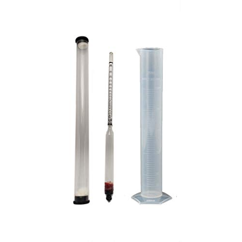 Hydrometer 0-200 Proof & Tralle Alcohol Meter Distilling Set with Case and Jar Test Liquor Moonshine Proofing Spirits Homebrew Alcohol Meter