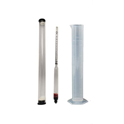 Hydrometer 0-200 Proof & Tralle Alcohol Meter Distilling Set with Case and Jar Test Liquor Moonshine Proofing Spirits Homebrew Alcohol Meter
